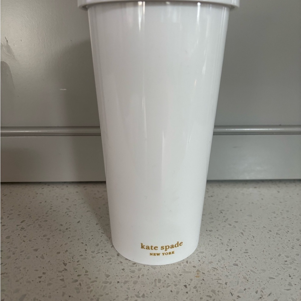 Kate Spade White 'Miss to Mrs' Tumbler with Straw - Picture 3 of 4